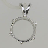 Sterling Silver Semi Mount Pendant Setting Round Rd 12x12mm - Syzjewelry